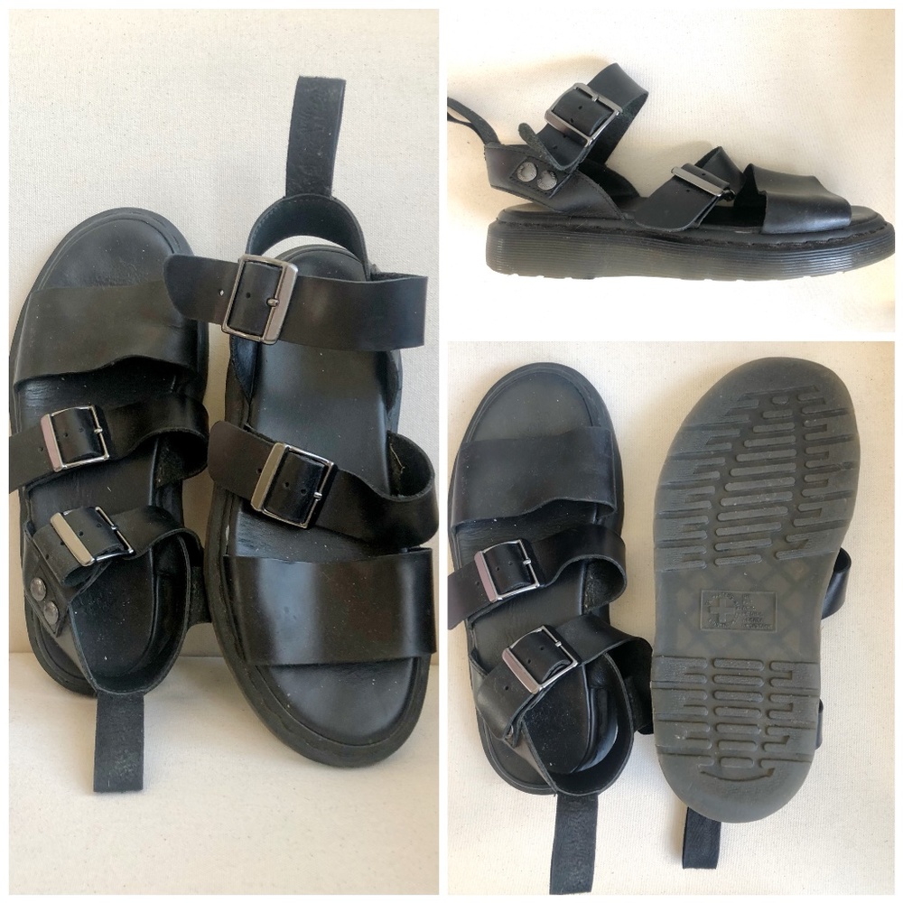 Dr Martens Gryphon Black Leather Sandals 8/39